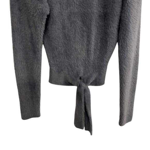 Express Fuzzy Tie Front Sweater XS Cozy Soft Girl Aesthetic Minimalist Quiet - Picture 2 of 4